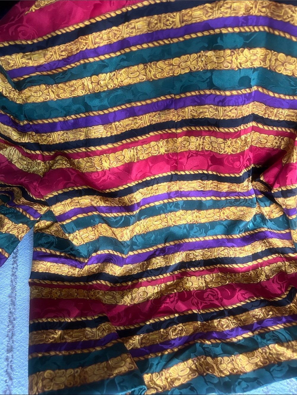 Vintage Talbots Petite 100% silk Striped Jacket in Red, Gold, Green, Purple - Picture 6 of 6